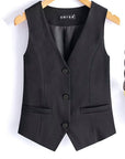 Black Short Blazer Vest Women Single Breasted Office Vest Coat Thin Short Vest Female Outerwear