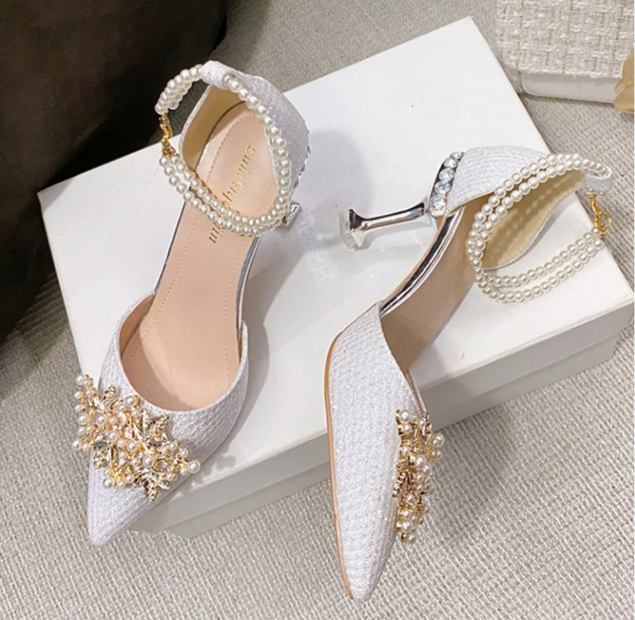 Shoes Women Summer High Heels Women Wedding Shoes Luxury Bride Gold Heels Mary Jane Shoes Ladies Pumps Sandals Zapatos De Mujer