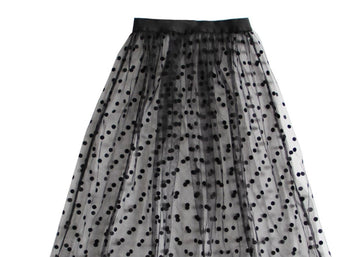 Women Skirts Black Polka Dot Maxi Skirts Summer Female Fashion Casual Skirts