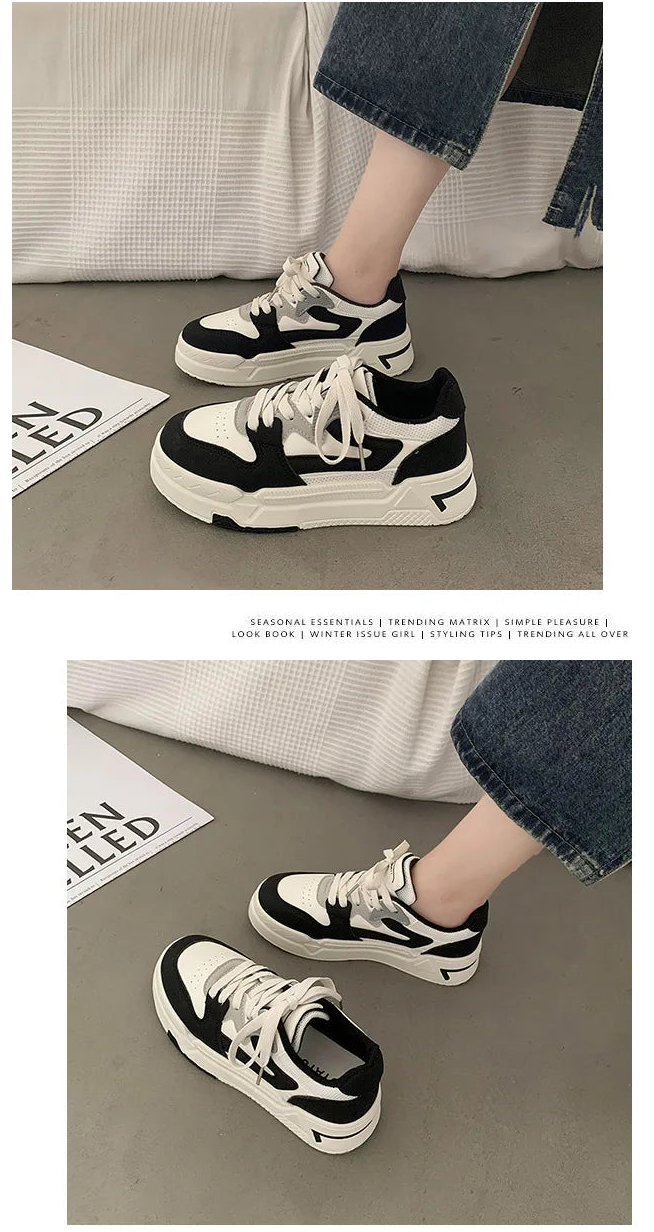 Brand Leather Women's Sneakers White Platform Woman Sports Sneakers Female Vulcanized Shoes Sneakers Casual Ladies Trainers2024