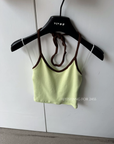 Tops Summer Clothes Camisole Contrast Trim Spaghetti Strap Scoop Neck Show Navel Slim Vest