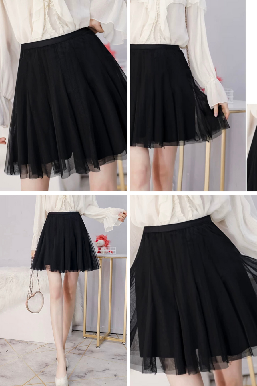 New Fashion Mini Tulle Cute Skirts Womens Black Short Skirt Elegant Ladies Girls