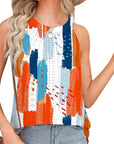 Women Casual Loose Shirts Spaghetti Strap Sleeveless Print Cute Tops Camisole Tee Tank Sleeveless