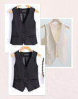 Black Short Blazer Vest Women Single Breasted Office Vest Coat Thin Short Vest Female Outerwear