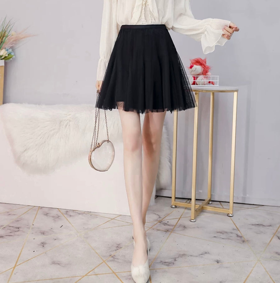 New Fashion Mini Tulle Cute Skirts Womens Black Short Skirt Elegant Ladies Girls