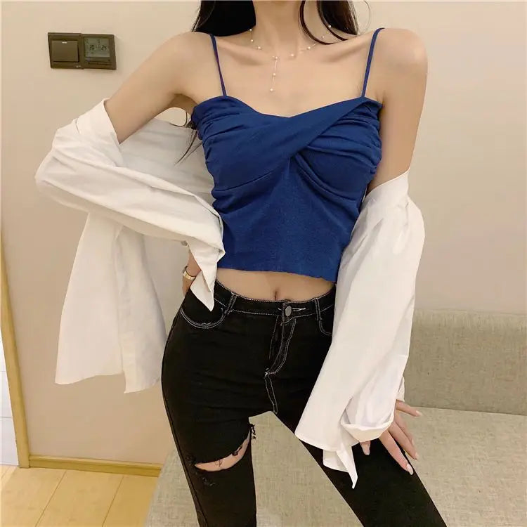 Women Sweater Women Sexy Solid Pleated Crop Tops Small Size Highstreet Summer Tops Sweaters