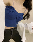 Women Sweater Women Sexy Solid Pleated Crop Tops Small Size Highstreet Summer Tops Sweaters