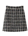 Fall Winter Plaid Wool Skirt Womens Plus Size Thick Woolen Glitter Mini Tweed Skirt Saia Feminina