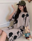 Summer T-shirt Dress Women Cartoon Print Disney Casual Short Sleeve Tee Dresses New Trendy Clothes Vestidos ins loose plus sizes