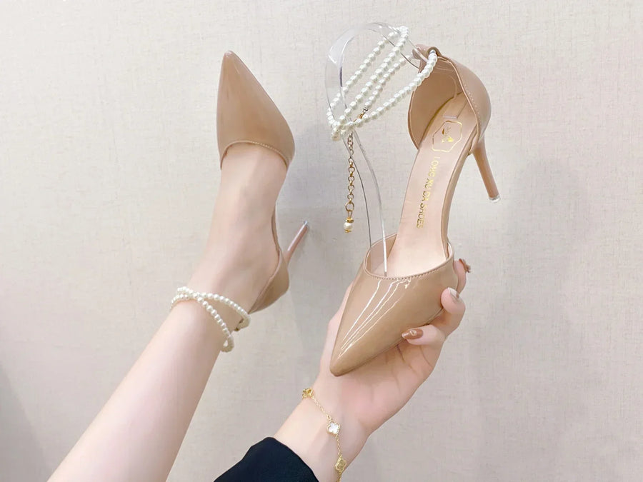 High Quality Nude Women's High Heels New Style  Classic Buckle Women's High Heels Fashion Pointed Toe Elegant