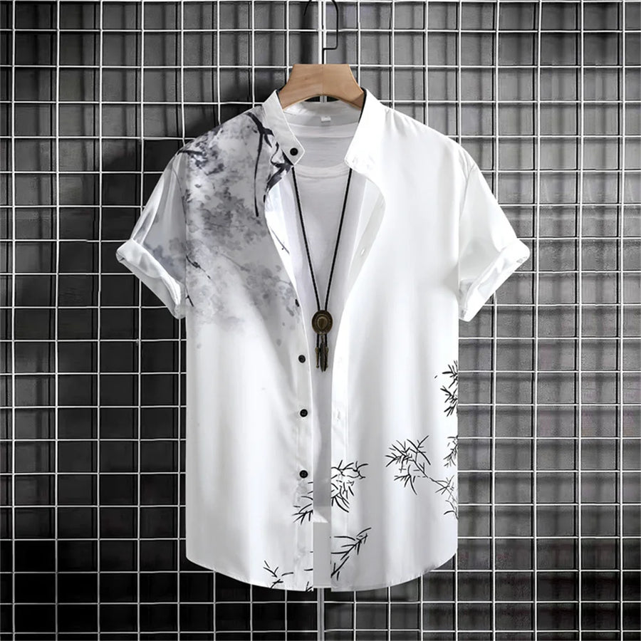 Simple Men'S Shirt 3d Printed Retro Fashion Top Loose Oversized Wear Every