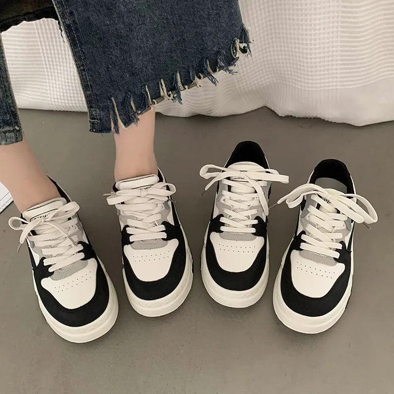 Brand Leather Women's Sneakers White Platform Woman Sports Sneakers Female Vulcanized Shoes Sneakers Casual Ladies Trainers2024