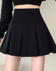 Summer New Women Slim Solid Color Pleated Short Skirt College Style Pure