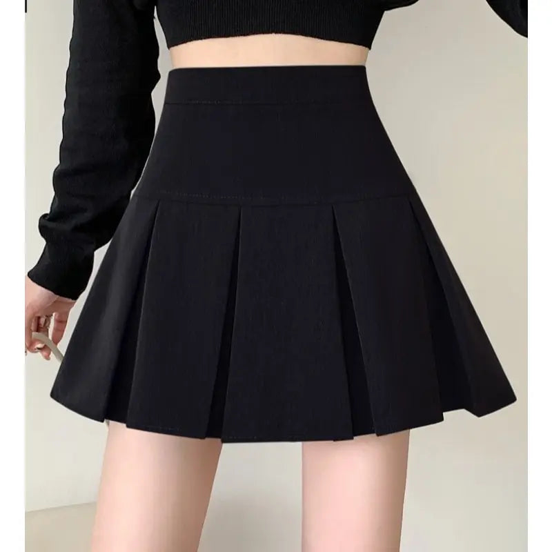 Summer New Women Slim Solid Color Pleated Short Skirt College Style Pure