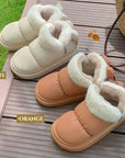 Bow Cotton Shoe Waterproof Plush Boots New Women Cute Warm Ankle Boots Ladies Outdoor Non-slip Thick Sole Snow Boot Furry