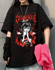 Gothic Punk Cartoon Short Sleeve Women T-Shirt O-Neck Harajuku Ulzzang Hip Hop Loose Casual Streetwear Aesthetic Clothes