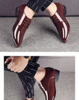 New Men’s Patent Leather Shoes  British Style Men's Dress Shoes Lace Up Pointed Toe Wedding Business Party Social Shoe Male