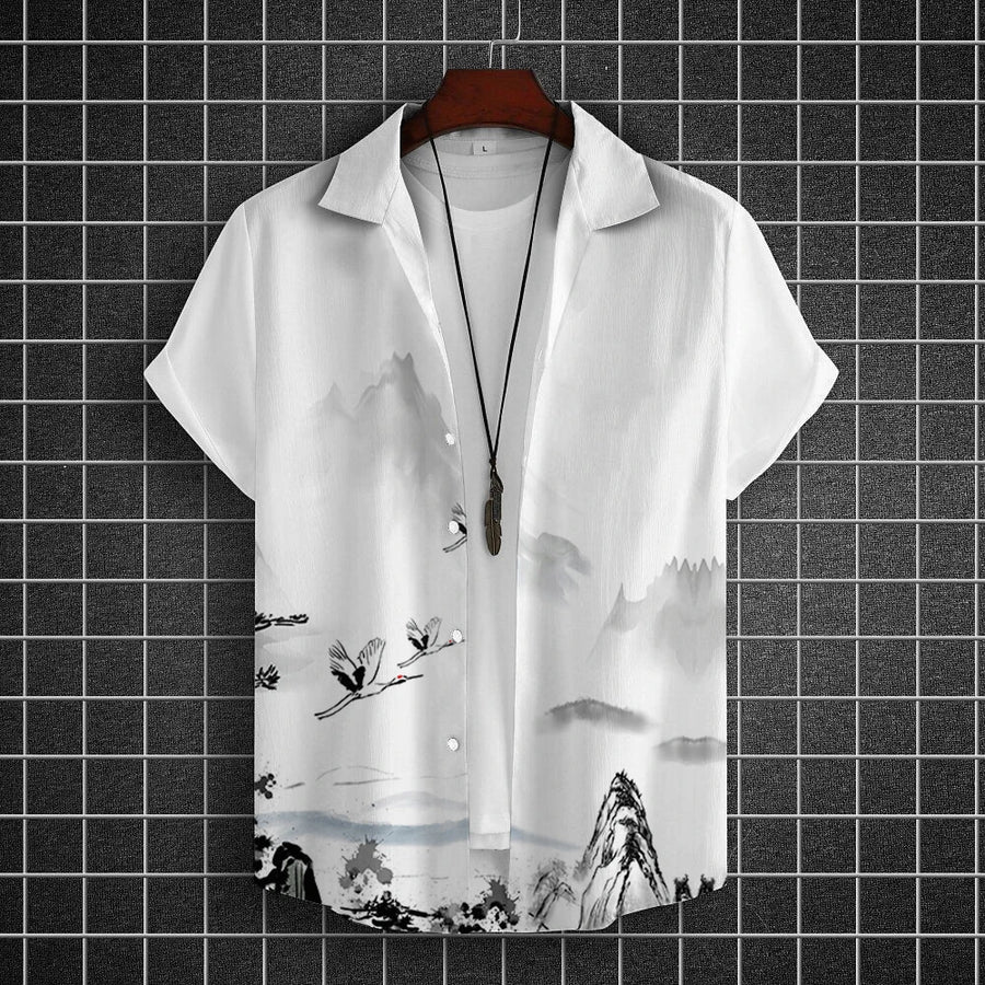 Simple Men'S Shirt 3d Printed Retro Fashion Top Loose Oversized Wear Every