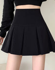 Summer New Women Slim Solid Color Pleated Short Skirt College Style Pure