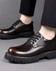 Classic Trends Spring Outdoor Men's Leather Shoes Platform Oxfords Male Derby Shoes Casual  Mens Lace Up Thick Soled Work Shoes