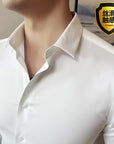 Seamless silk business casual shirt, long sleeved white non ironing