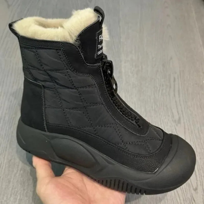 Retro Waterproof Snow Boots Winter New Soft Sole Vulcanized Cotton Shoes with Plush Insulation High Top Women's Shoes Traf