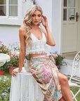 Backless Tank Boho Fringe Camisoles Embroidery Hollowed Tanks with Neck Hanging Summer Women's Intimates