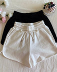 Women's Sports Shorts Summer Solid High Waist Drawstring Lace Up Black  Casual Basic Short Pants