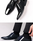 Trending Classic Men Dress Shoes For Men Oxfords Patent Leather Shoes Lace Up Formal Black Leather Wedding Party Shoes2023