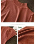 Women's Half-High Neck T-Shirt Fashion Jumper Style Elegant Solid-Coloured Clothing Spring And Summer Season