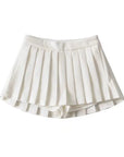 Zoki Women Pleated Skirts High Waist Summer Vintage Mini Skirts Tennis Student White Designed Dance Skirt