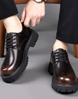 Classic Trends Spring Outdoor Men's Leather Shoes Platform Oxfords Male Derby Shoes Casual  Mens Lace Up Thick Soled Work Shoes