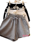 Women's Sports Shorts Summer Solid High Waist Drawstring Lace Up Black  Casual Basic Short Pants