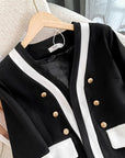 NEW Fashion Design Black Suit Jacket Women's Blazer Chic Double Breasted Spring Autumn Casual Tops Outerwear Female