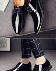 New Men’s Patent Leather Shoes  British Style Men's Dress Shoes Lace Up Pointed Toe Wedding Business Party Social Shoe Male