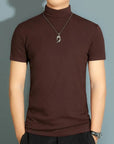 Men's Modal High Neck Short Sleeve T-Shirt Bottoming Shirt Silk