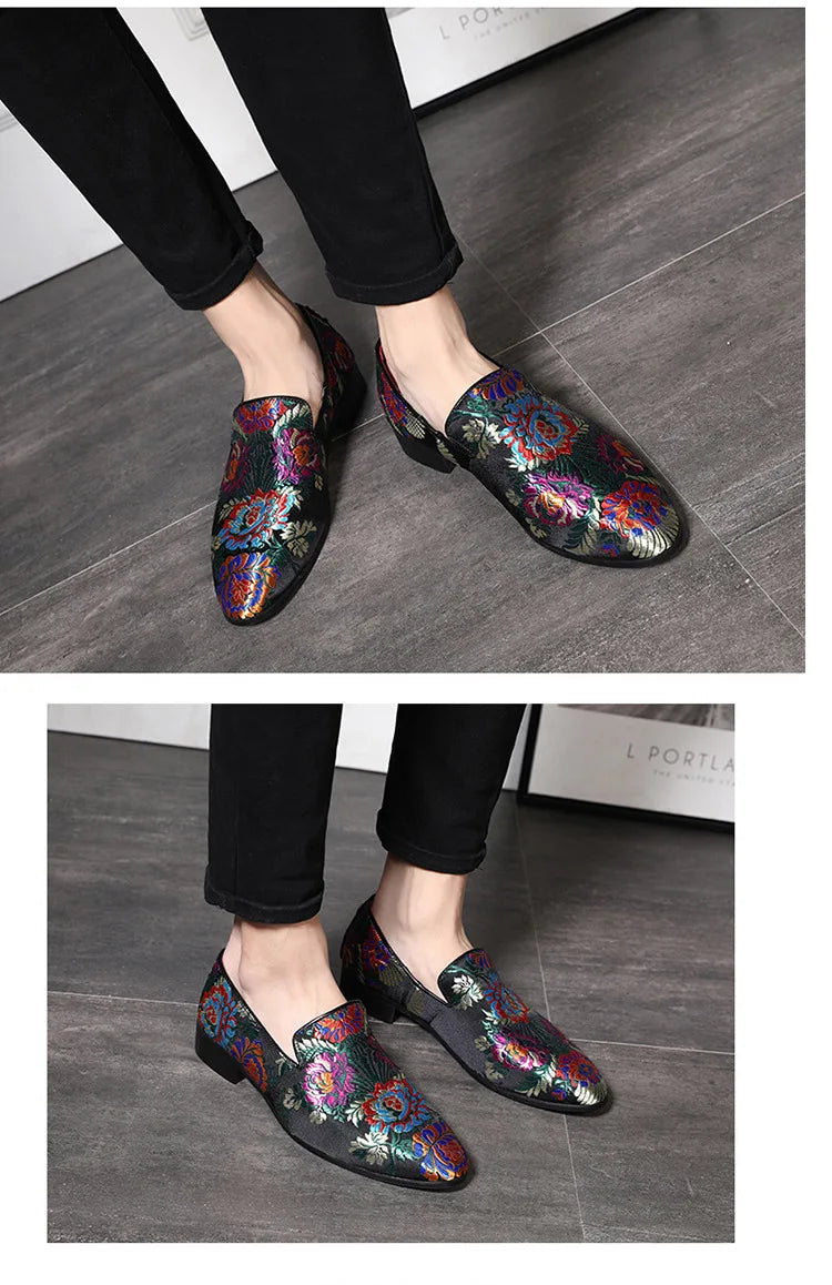 Men's Casual Shoes Mens Comfortable Driving Loafers Light Moccasins Men Retro Embroidery Party Wedding Flats EUR Sizes 38-48