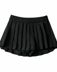 Zoki Women Pleated Skirts High Waist Summer Vintage Mini Skirts Tennis Student White Designed Dance Skirt