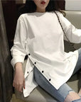 Women's Clothing Korean Style Solid Color Long Sleeve T-shirt Womens