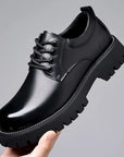 Classic Trends Spring Outdoor Men's Leather Shoes Platform Oxfords Male Derby Shoes Casual  Mens Lace Up Thick Soled Work Shoes