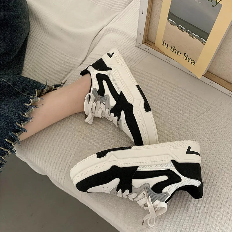 Brand Leather Women's Sneakers White Platform Woman Sports Sneakers Female Vulcanized Shoes Sneakers Casual Ladies Trainers2024