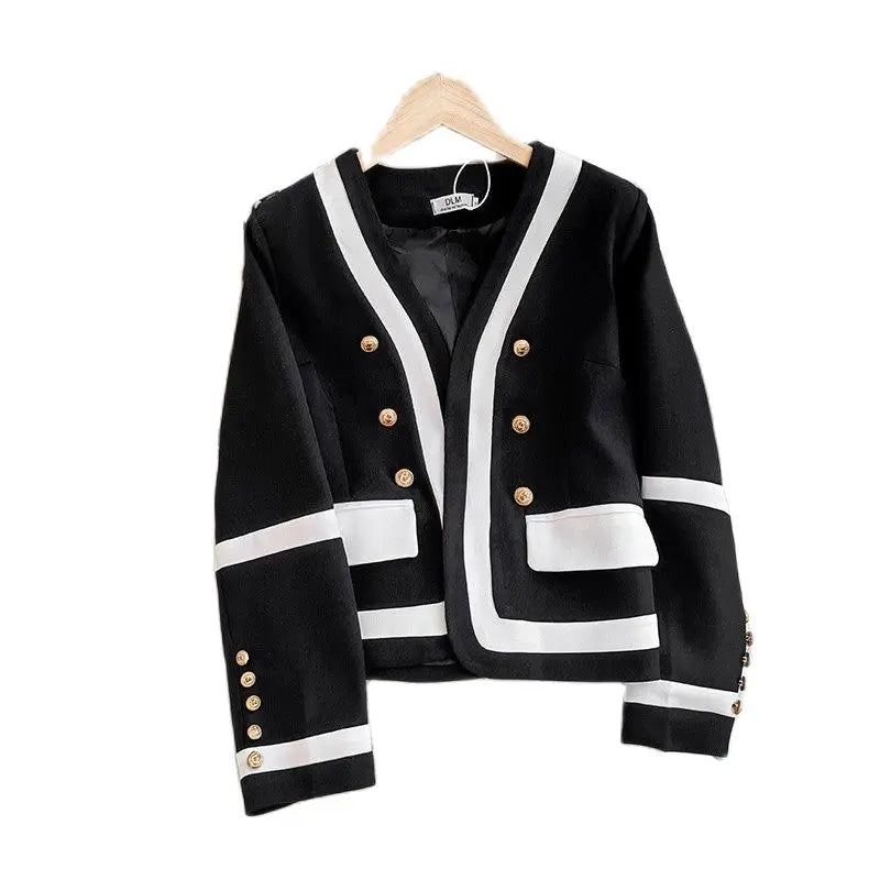 NEW Fashion Design Black Suit Jacket Women's Blazer Chic Double Breasted Spring Autumn Casual Tops Outerwear Female