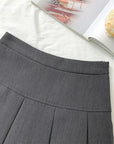 Summer New Women Slim Solid Color Pleated Short Skirt College Style Pure