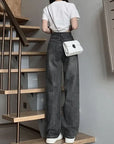 American Style Wide-leg Jeans Grey/black For Women New Autumn Low-waist Straight leg Loose