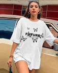 Oversized T Shirt Women Butterfly Letter Print T Shirts Short Sleeve Tee Shirt Tops Casual Harajuku T Shirt Women Clothes