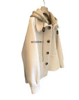 High-end Feelknit Hooded Two-piece Illusion Thickened Top Autumn Winter New Fleece-lined Woolen Jacket For Women