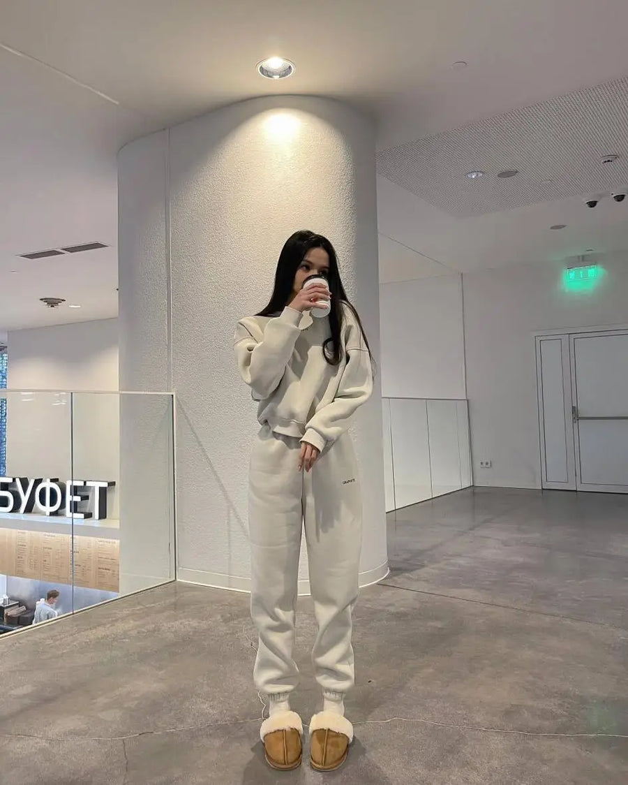 Autumn And Winter New Fashion Women's Clothing Letter Printed Long-sleeve Crewneck Hoodie Pants 2-piece Set Casual Women's Suit