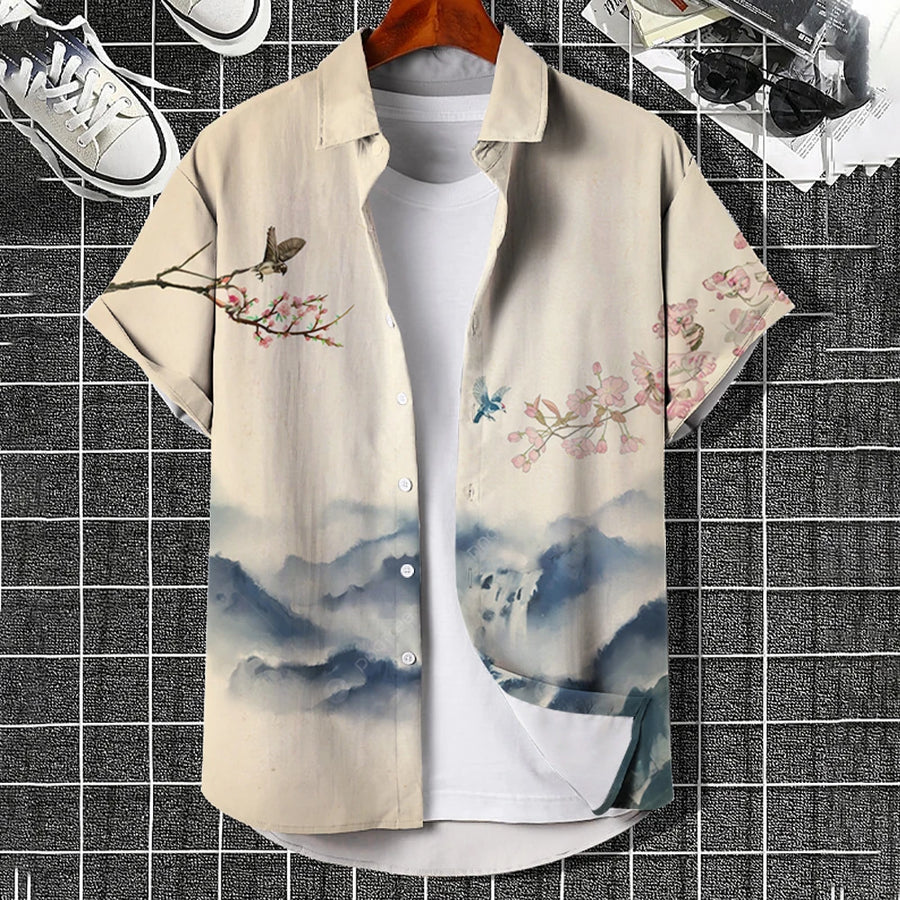 Simple Men'S Shirt 3d Printed Retro Fashion Top Loose Oversized Wear Every