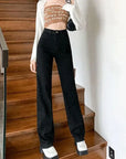 American Style Wide-leg Jeans Grey/black For Women New Autumn Low-waist Straight leg Loose