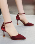 Fashion Solid Color High Heels Women's Summer New Girl Net Red One Word Buckle Casual Comfortable